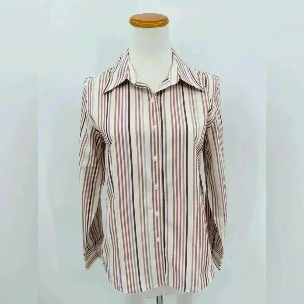 Talbots Vertical Striped Button Down Collared Shi… - image 1